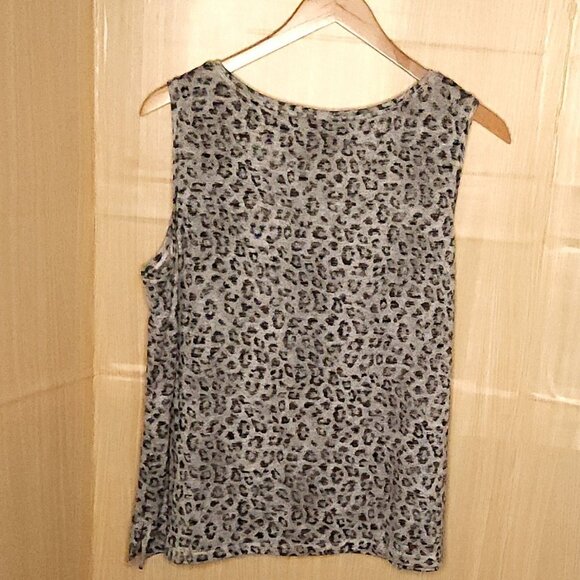 Chico's Womens Grey Black Leopard Soft Stretchy Tank Top 16-18 - Picture 2 of 4
